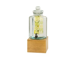 Madera 2 Gallon Vintage Glass Beverage Dispenser with Wooden Base and Infusion Chamber